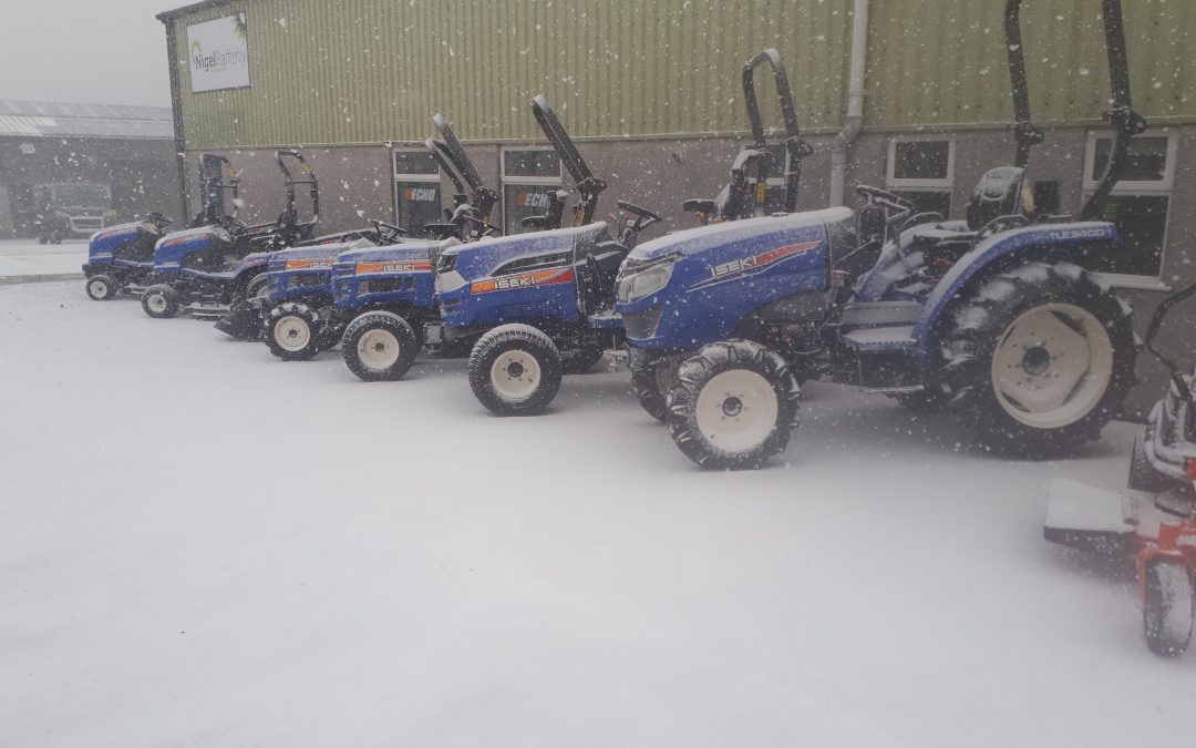 Iseki Tractors in the snow at Nigel Rafferty Groundcare