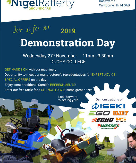 DEMONSTRATION DAY – 27th NOVEMBER 2019 – DUCHY COLLEGE, CAMBORNE